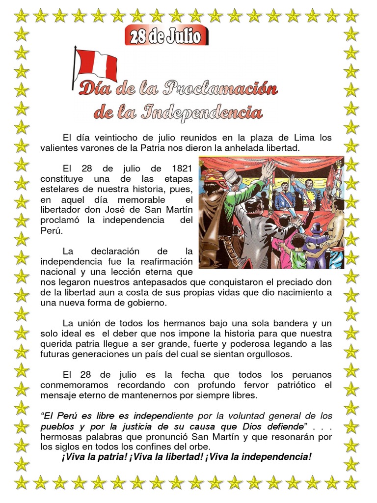 28 de JULIO - Día Del Proclamación de La Independencia. | PDF