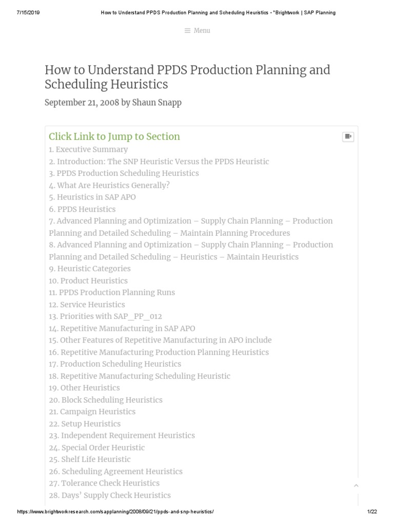 How To Understand PPDS Production Planning and Scheduling Heuristics ...