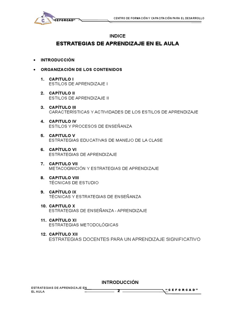 Estrategias de Aprendizaje en el Aula | PDF | Aprendiendo estilos ...