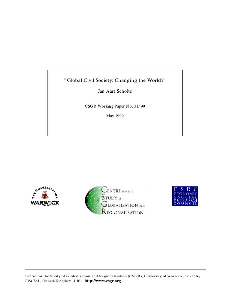 Global Civil Society Changing The World PDF | PDF | Globalization | Non ...