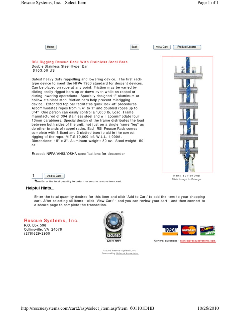 RSI Rigging Rescue Rack | PDF | Equipment | Manufactured Goods