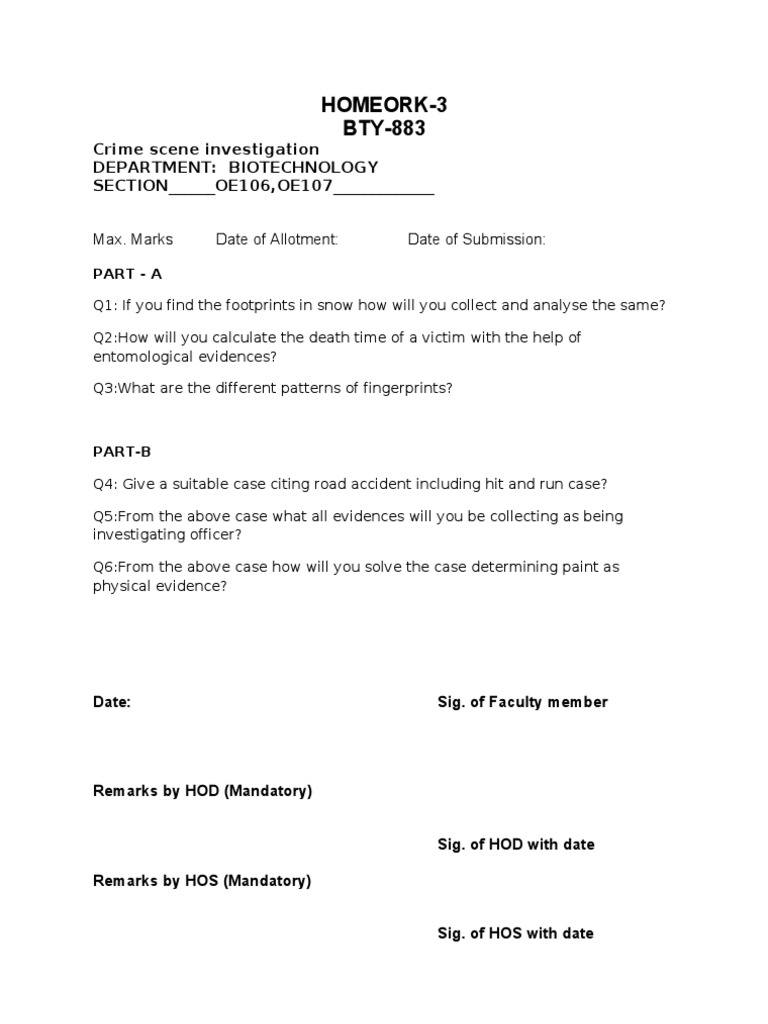 Crime Scene Investigation Assignment | PDF