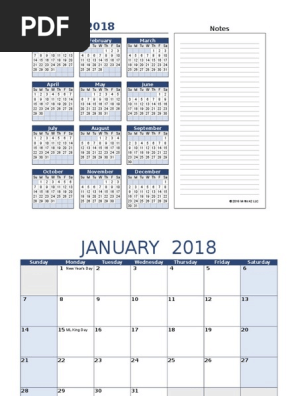 2018 Calendar 