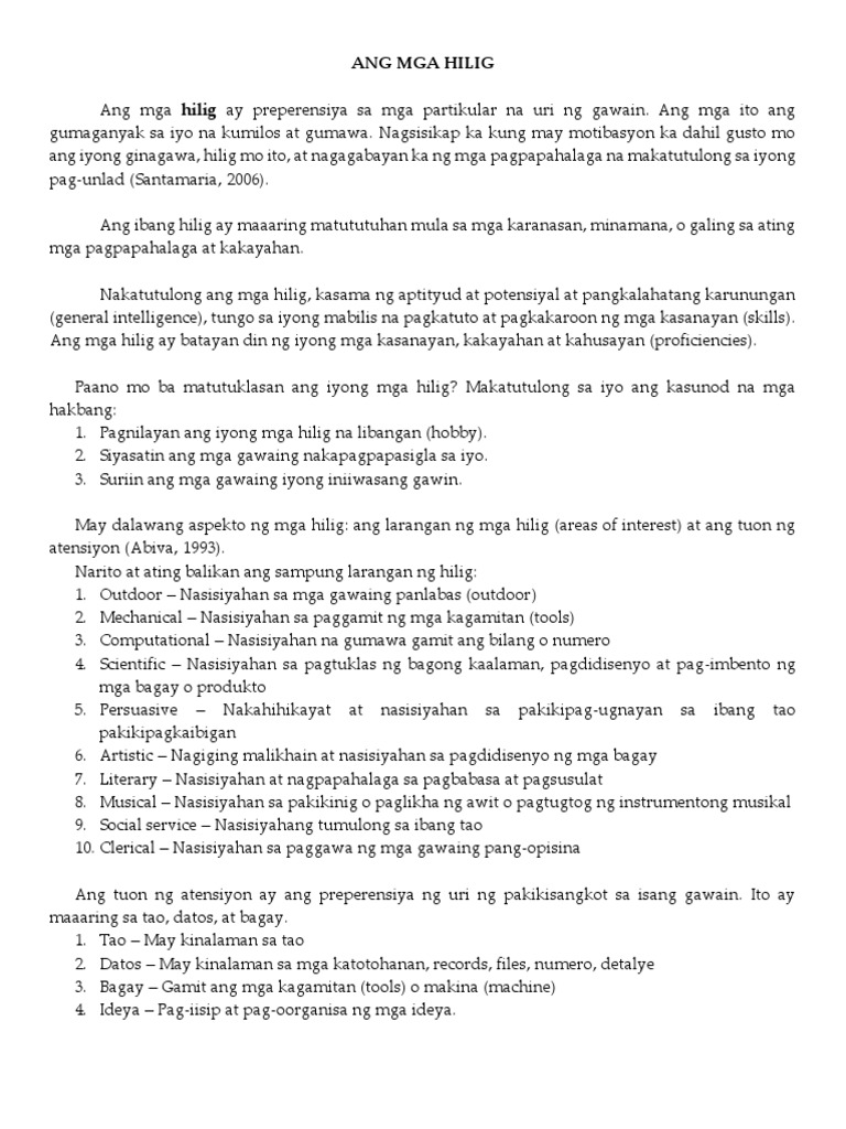 Ang Mga Hilig | PDF