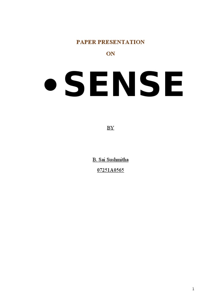Sense: Paper Presentation ON | PDF