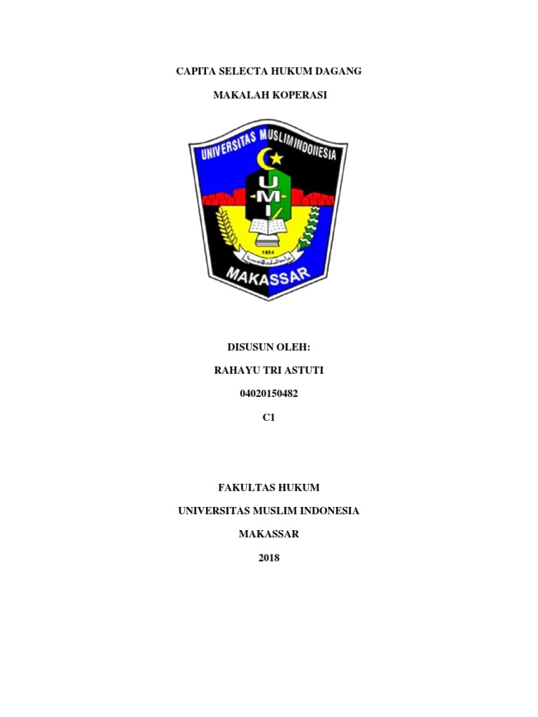 Capita Selecta Hukum Dagang Makalah Koperasi