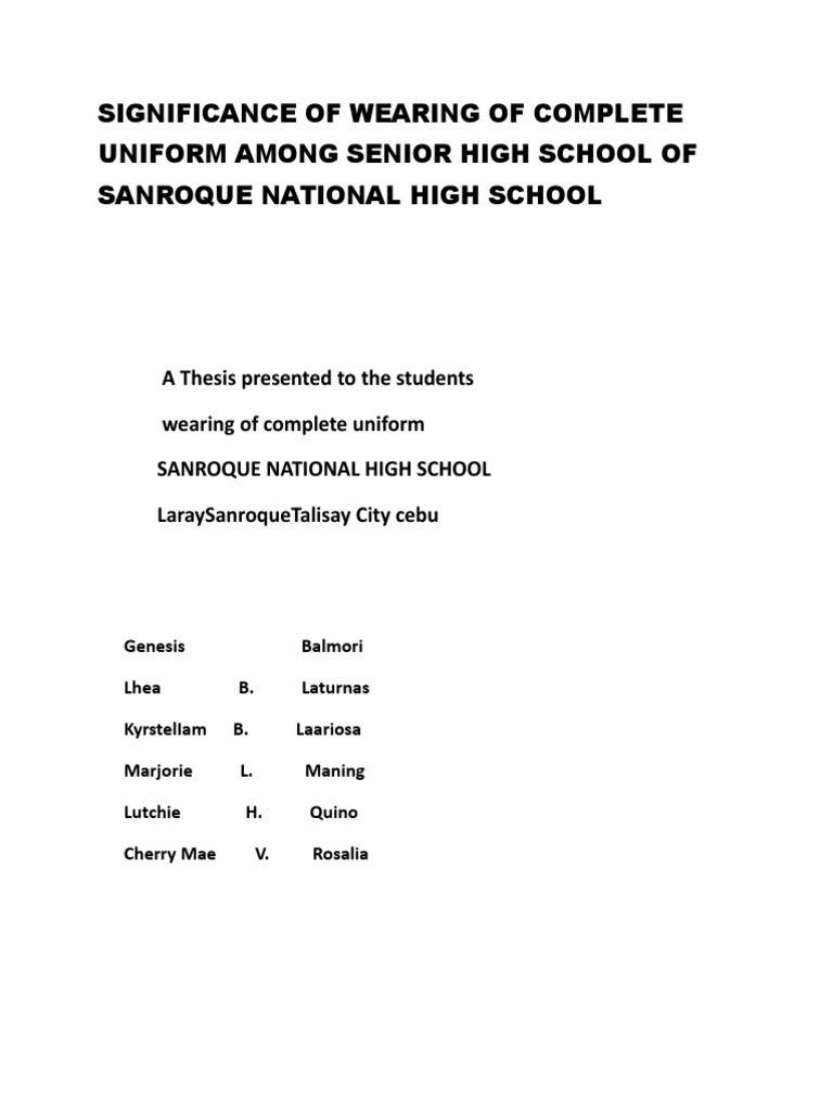 Significance of Wearing of Complete Uniform PDF Psychology