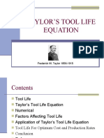 Taylor'S Tool Life Equation