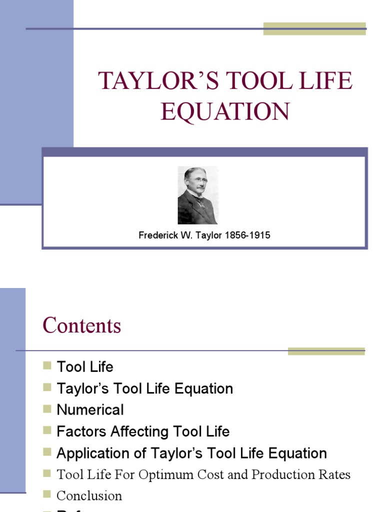 TAYLOR’S+TOOL+LIFE+EQUATION