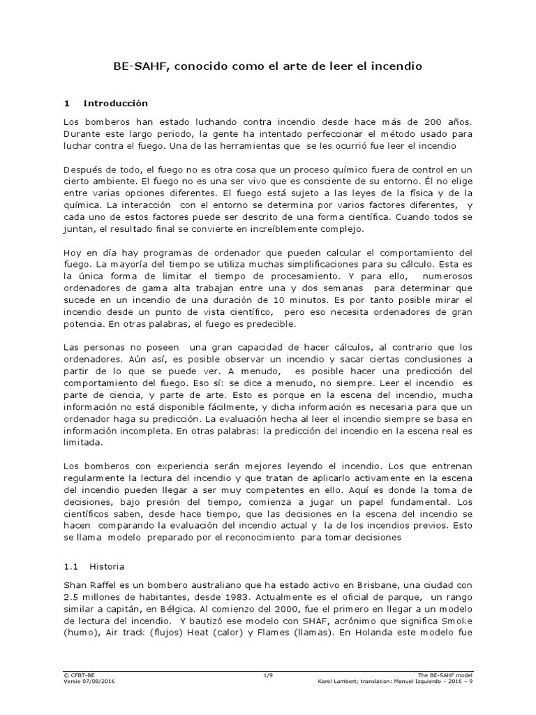 BE-SAHF, Conocido Como El Arte de Leer El Incendio | PDF | Incendios ...