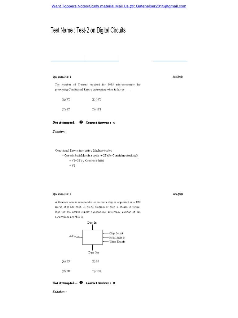 Digital Circuits Test Analysis | PDF | Electronics | Computing