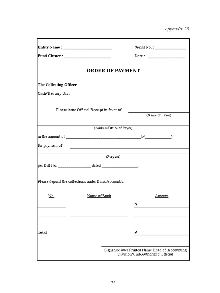 Order of Payment Form Template | PDF | Finance & Money Management