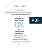 Training and Development A Dissertation: Submitted in Partial Fulfillment For The Award of The Degree of
