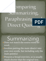 Direct Quoting, Paraphrasing and Summarizing