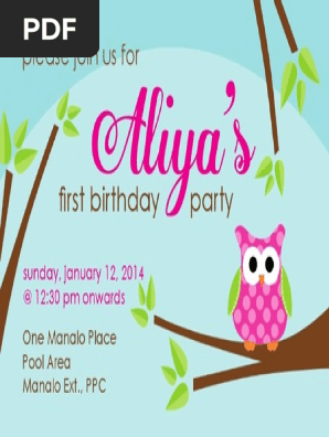 Aliya Birthday Invitation