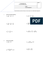 General Direction: Keep The Test Questionnaire Free From Any Form of Erasure. Answer Only. Use 1 Whole Sheet of Paper For Your Solutions