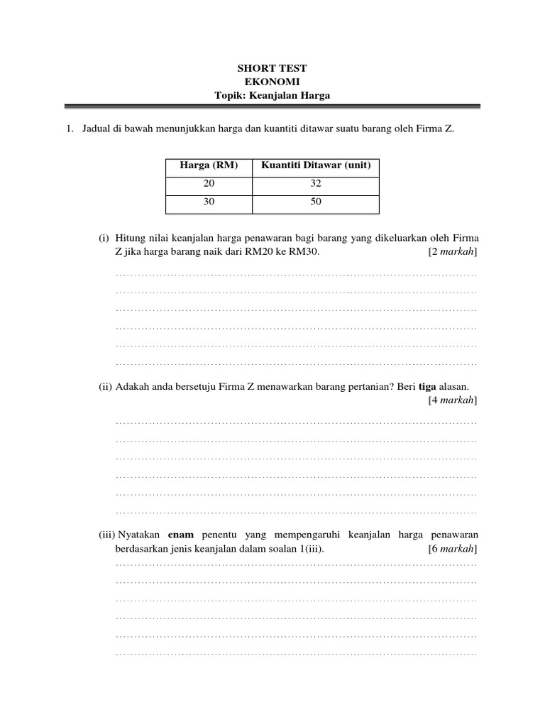 Short Test Ekonomi Pdf