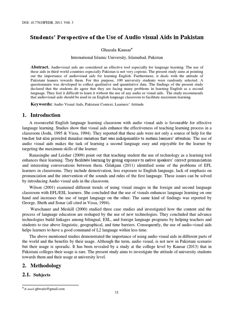 Students' Perspective of The Use of Audio Visual Aids in Pakistan PDF