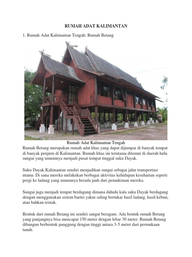 Gambar Sketsa Rumah Adat Kalimantan Tengah