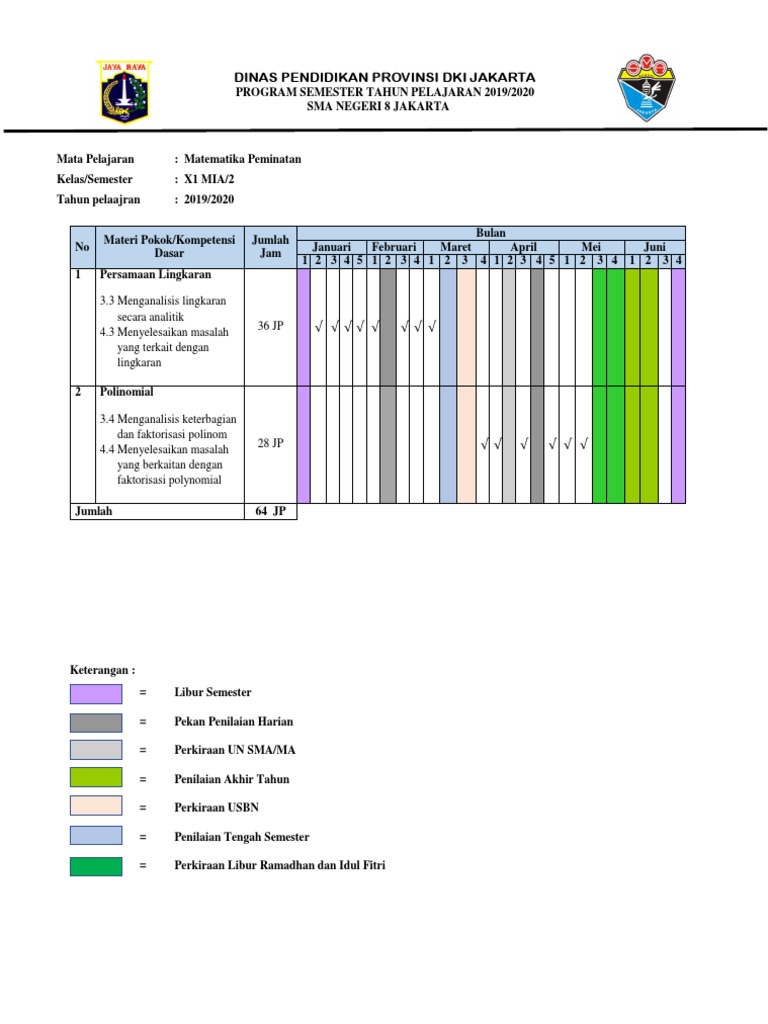 Program Semester 2 Matematika SMA 8 | PDF