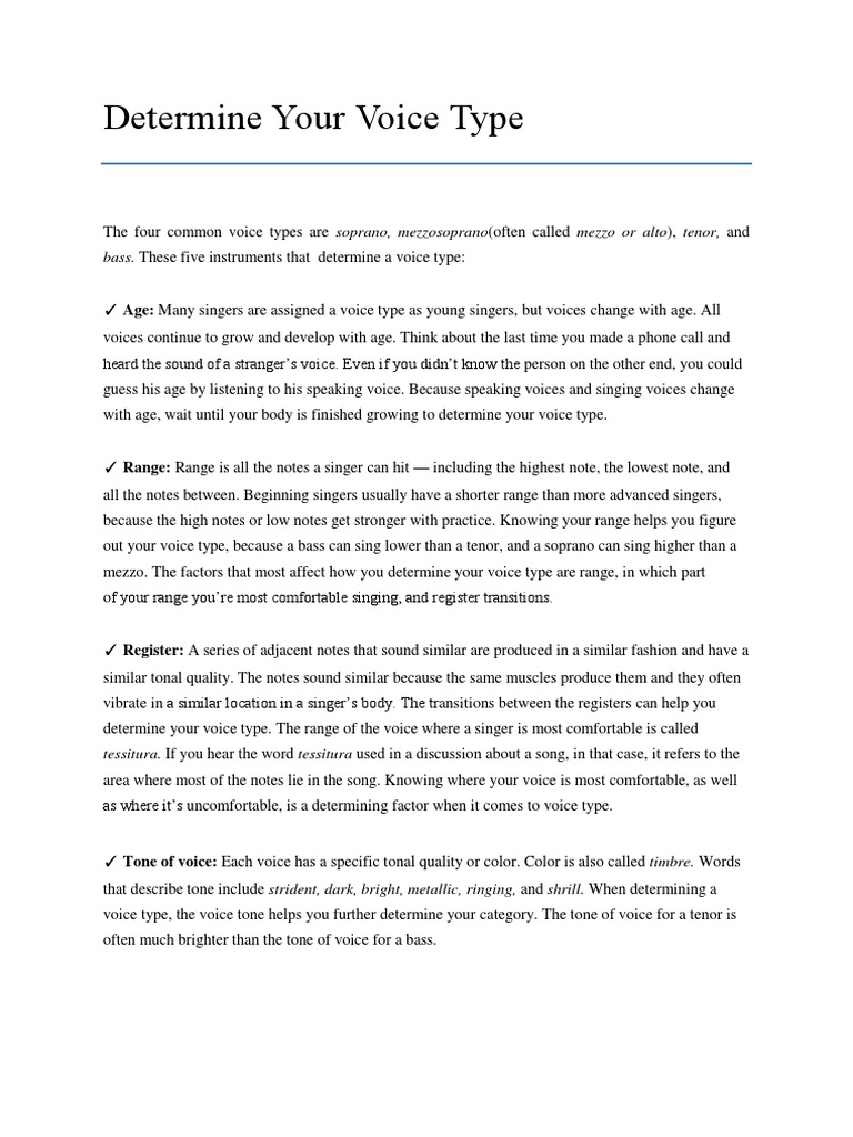 Determine Your Voice Type Pdf Singing Clef