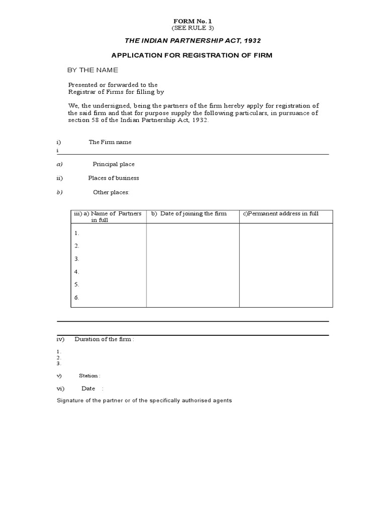 Partnership Firm Registration Form | PDF | Government Information ...