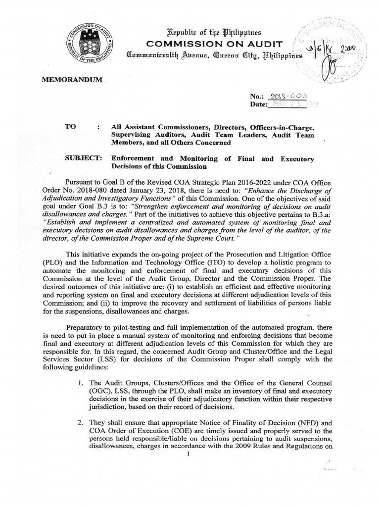 COA_Memo 2018003.pdf Audit Public Law
