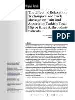The Effect of Relaxation Techniques and Back Massage On Pain and Anxiety in Turkish Total Hip or Knee Arthroplasty Patients
