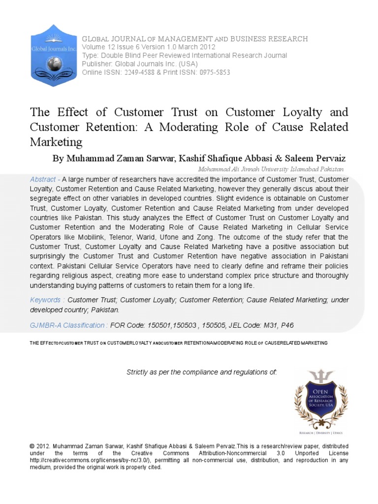 4 The Effect of Customer Trust On Customer | PDF | Marketing ...