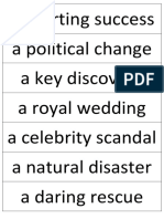 A Sporting Success A Political Change A Key Discovery A Royal Wedding A Celebrity Scandal A Natural Disaster A Daring Rescue