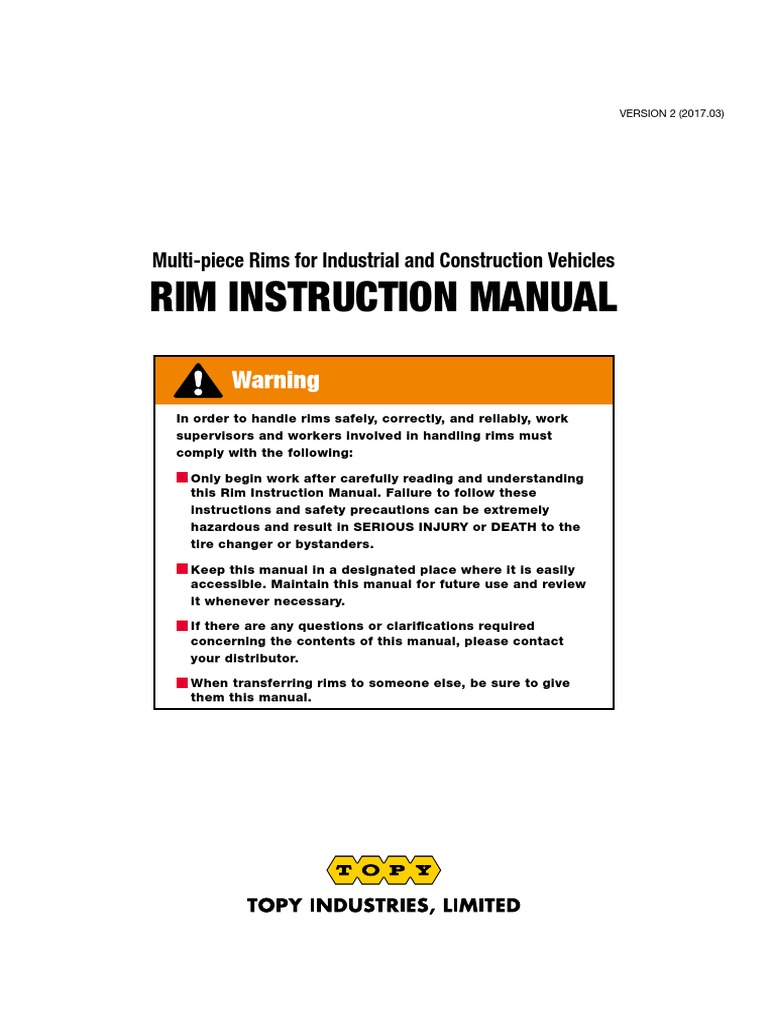TOPY Multi-Piece Rim Safety Manual | PDF | Tire | Safety