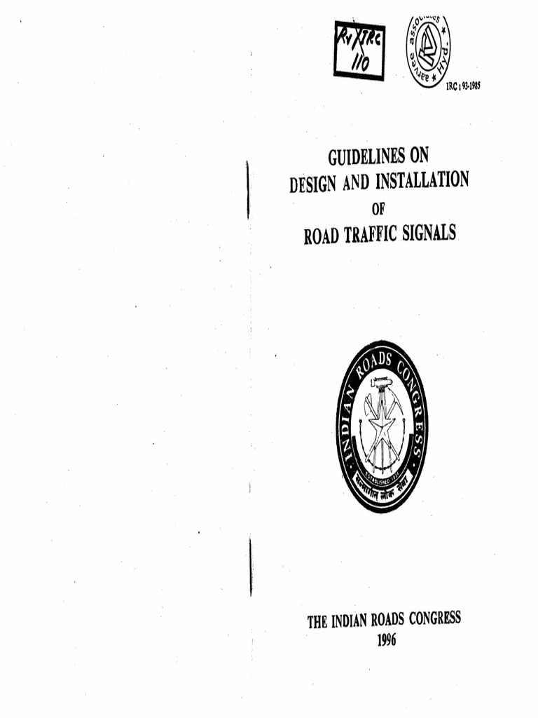 Irc 93 1985 Guidelines On Design Installation of Road Traffic Signals ...