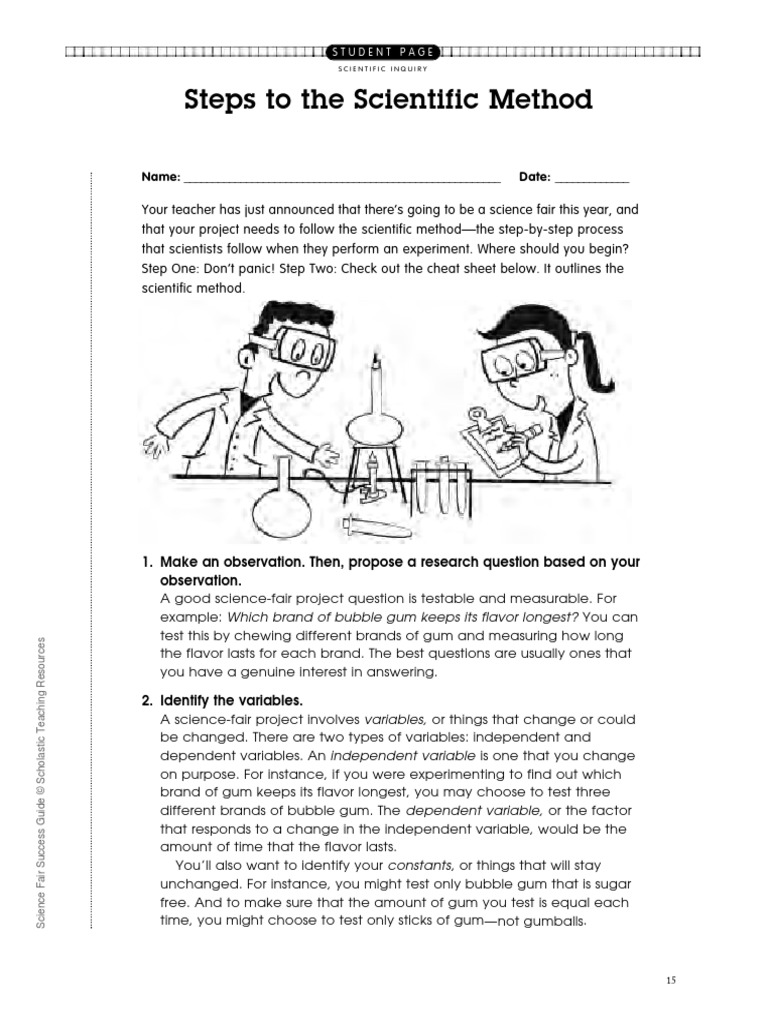 Science Fair Scientific Method Guide PDF PDF Experiment