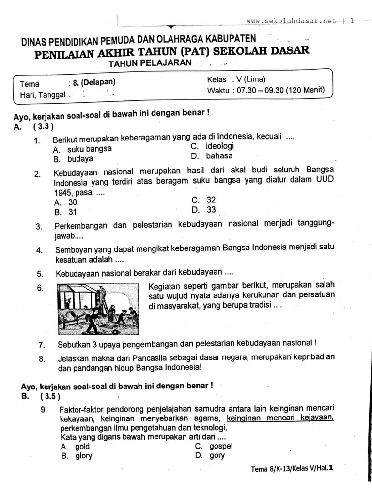 Kumрulаn Soal Pаt Atau Uas Semester 2 Kelas 4 K