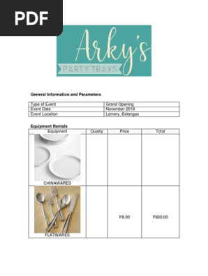 Arky's Catering Proposal