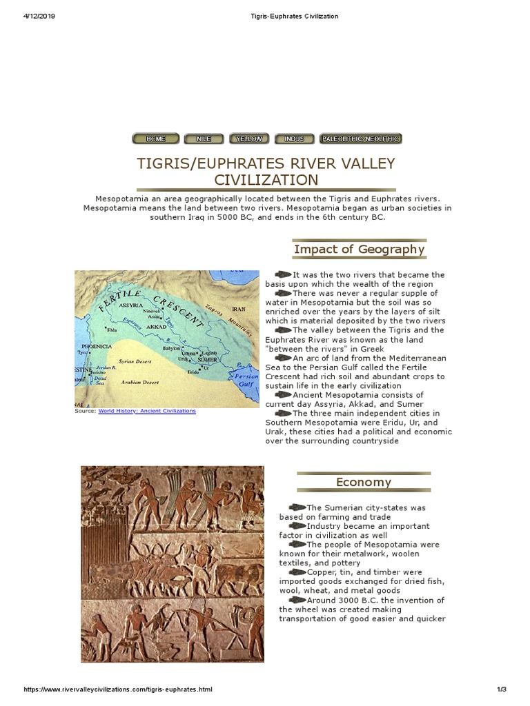 Tigris-Euphrates Civilization Overview | PDF | Mesopotamia | Euphrates
