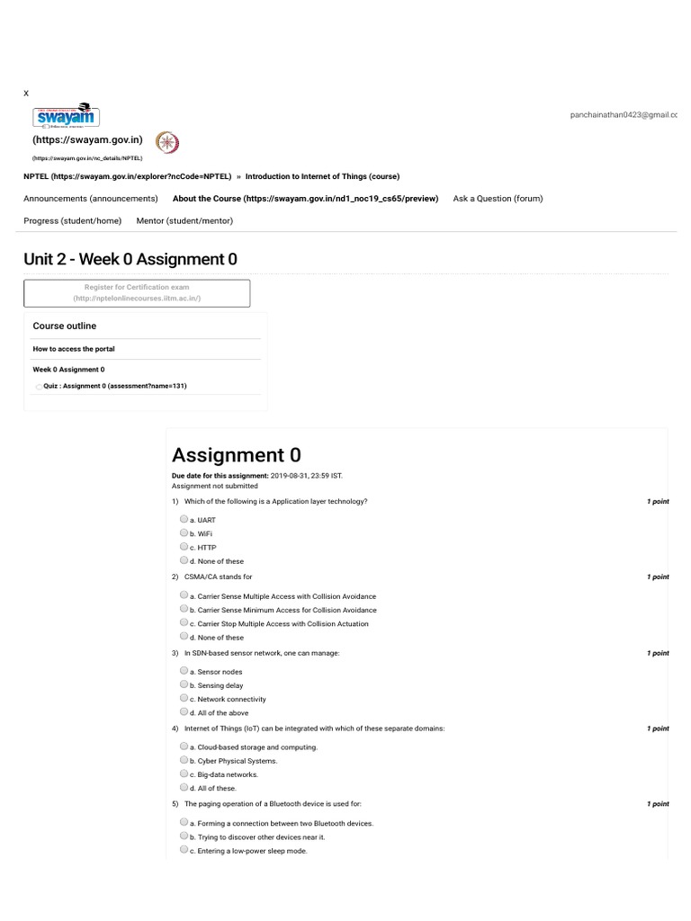 NPTEL IoT Week 0 Assignment Overview | PDF | Internet Of Things ...