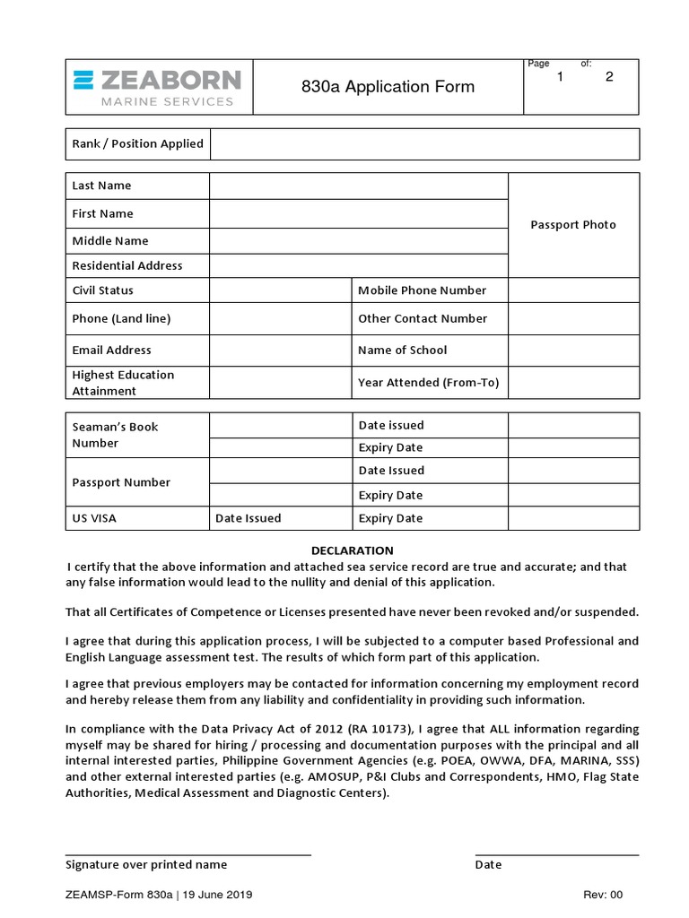 Zeaborn Application Form | PDF | Government And Personhood | Privacy