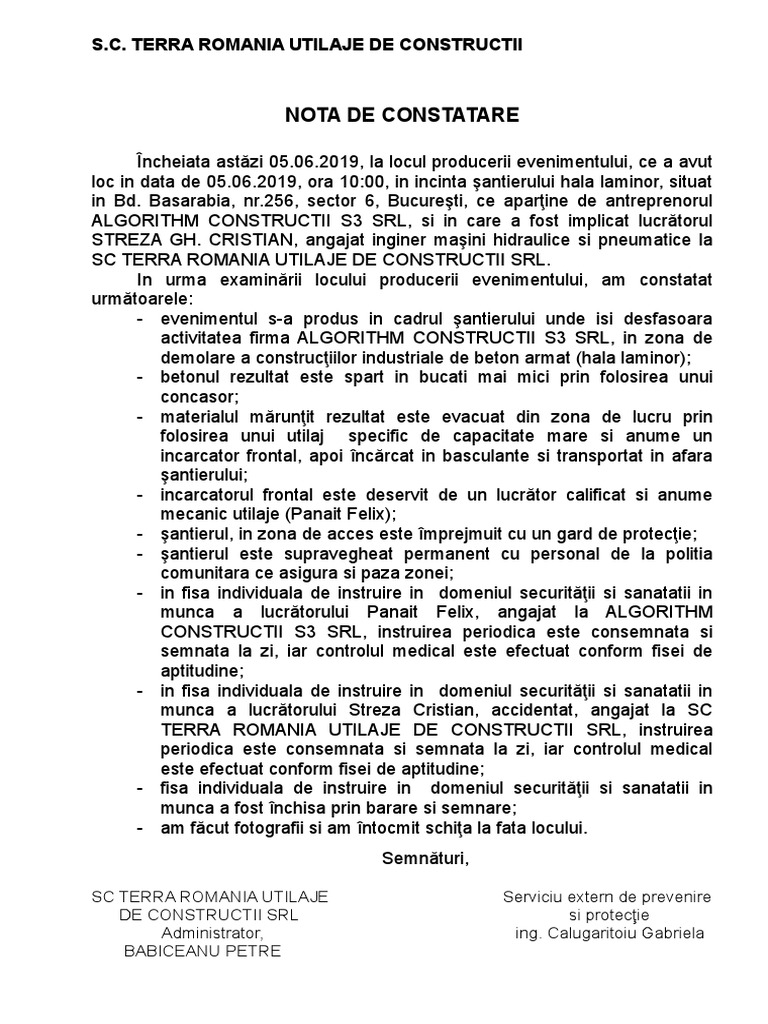 Nota Constatare | PDF
