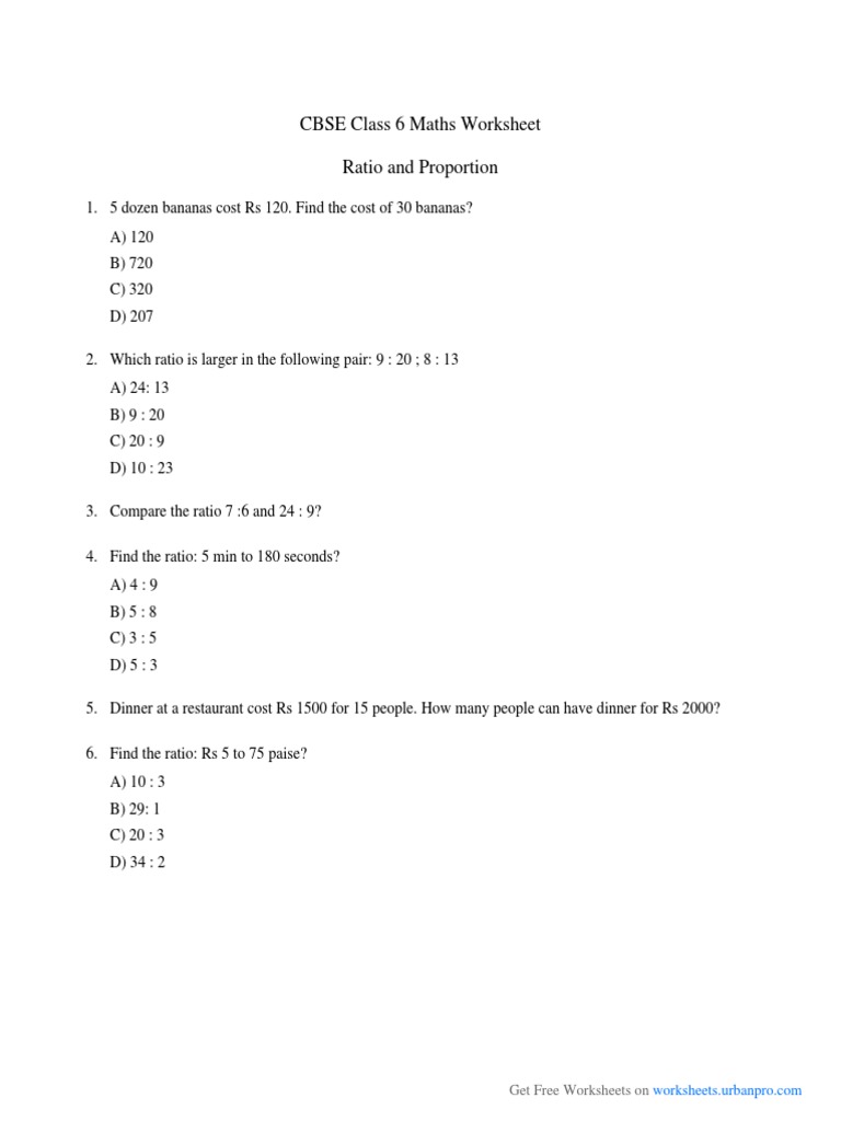 Ratio and Proportions  PDF  Ratio  Division (Mathematics) With Regard To Ratio And Proportion Worksheet