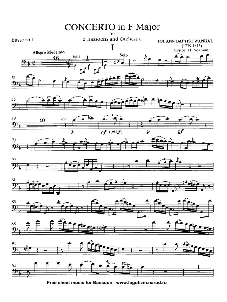 Wanhal 2 Bassoons Concerto PDF PDF Performing Arts Sound