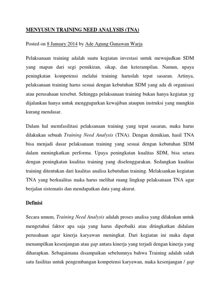 Menyusun Training Need Analysis Pdf