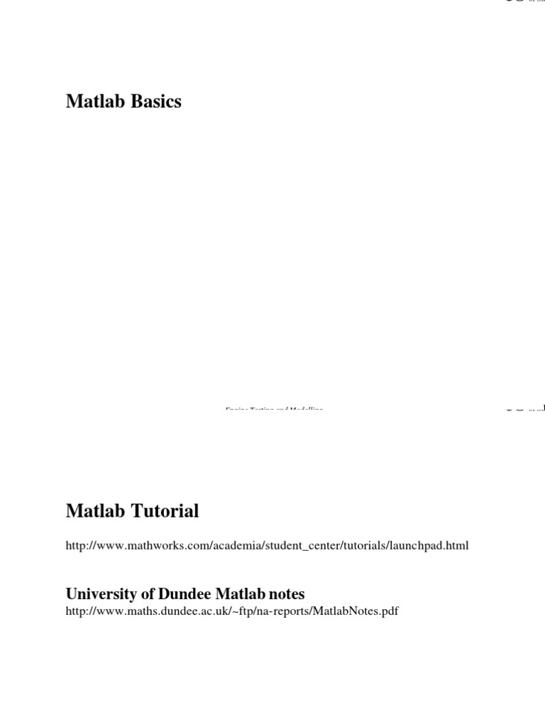 Matlab Basics: Engine Testing and Modelling | PDF
