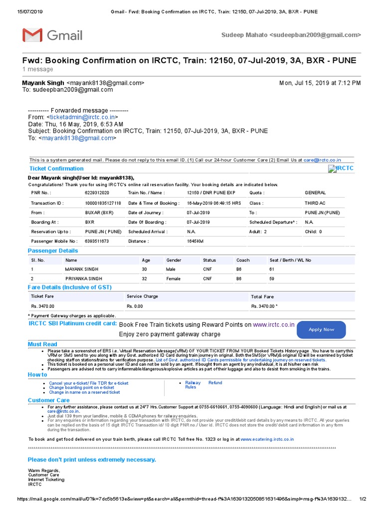 Mayank TKT PDF | PDF | Credit Card | Identity Document
