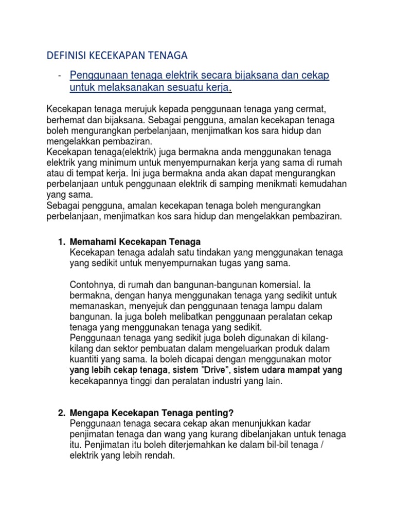 Kecekapan Tenaga Pdf