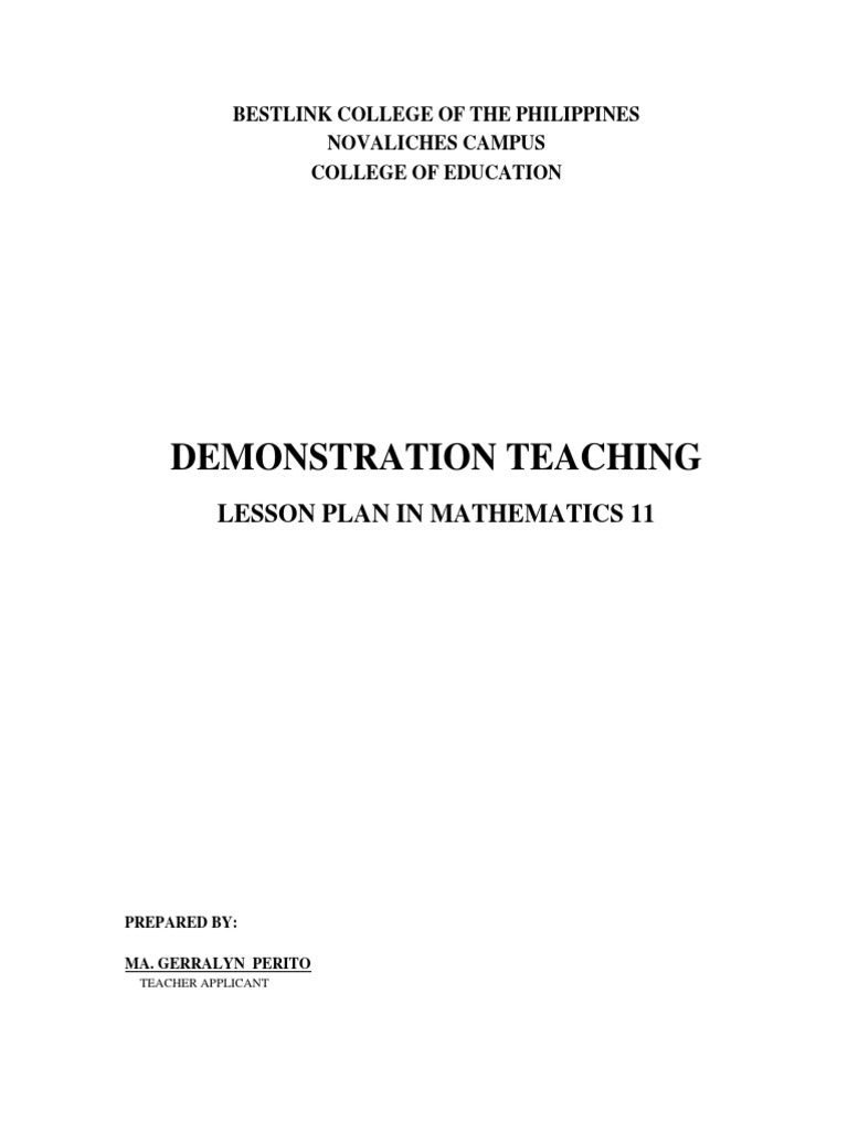 Math 11 Lesson Plan: Functions | PDF