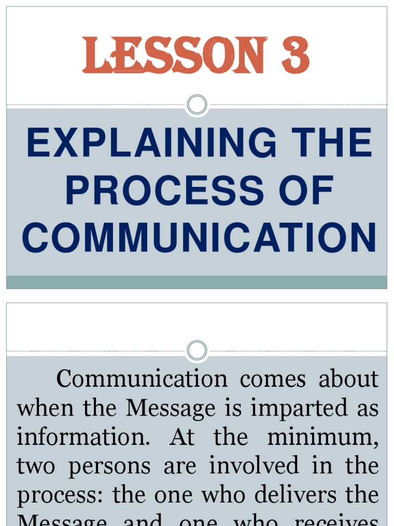Lesson 3: Explaining The Process of Communication | PDF | Communication ...
