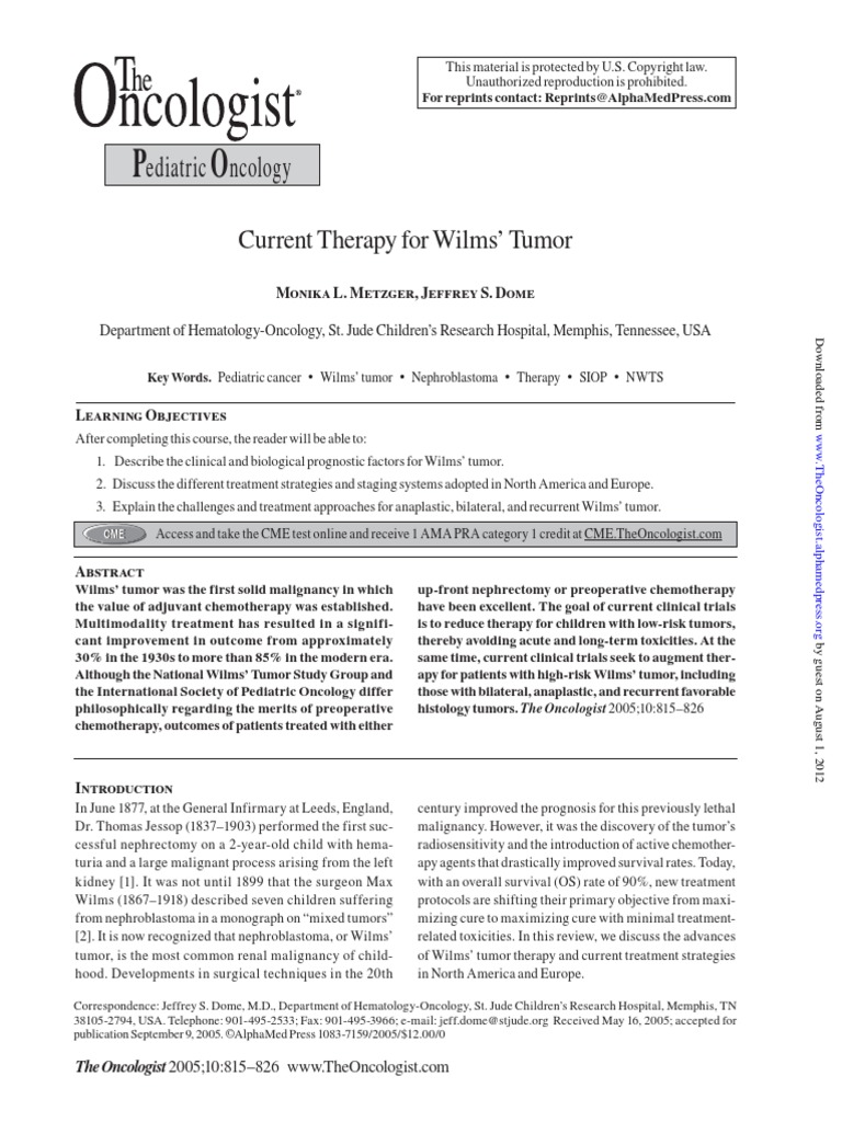 Wilm S Tumor PDF | PDF | Radiation Therapy | Chemotherapy