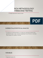 Research Methodology Hypothesis and Testing: by Shreya Bhagwat & Varun Kumar