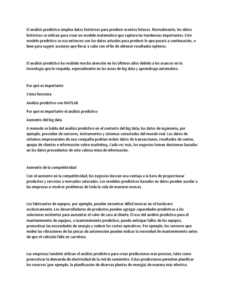Analisis Predictivo | PDF | Analítica predictiva | Big Data